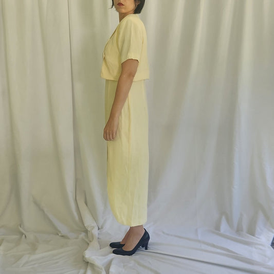90s Cream Sleeveless Gown with Jacket