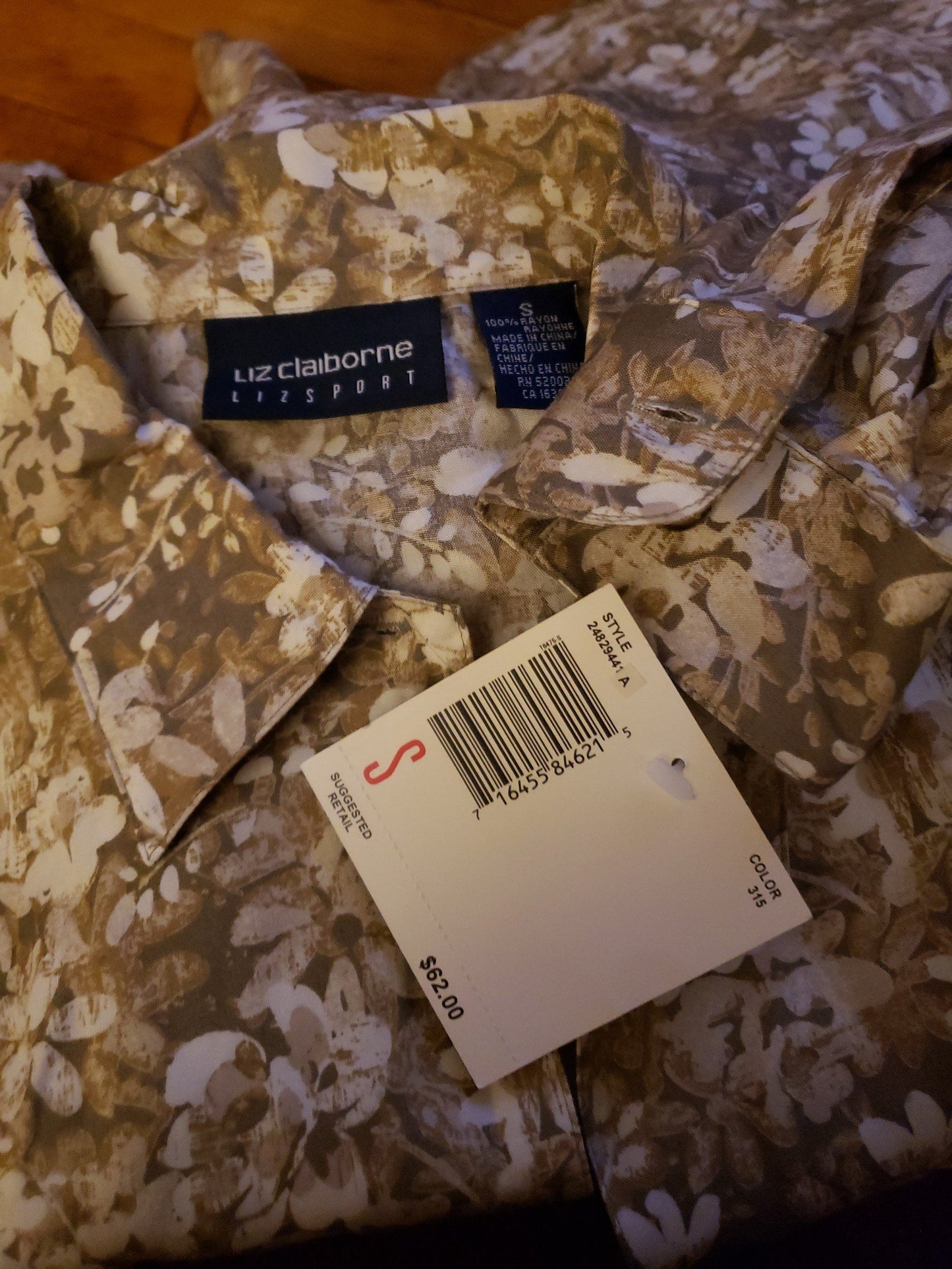 90s/Y2K Deadstock Liz Claiborne Brown Floral Button Down