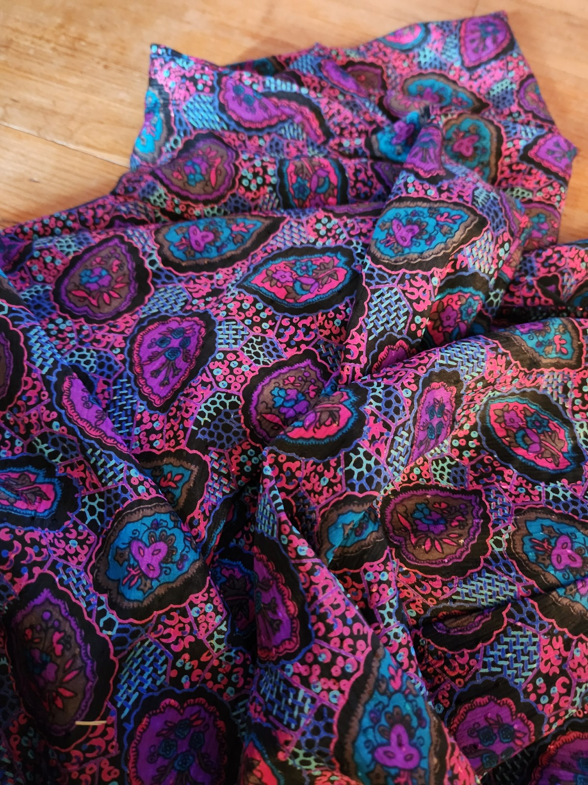 70s Purple Paisley Day Dress