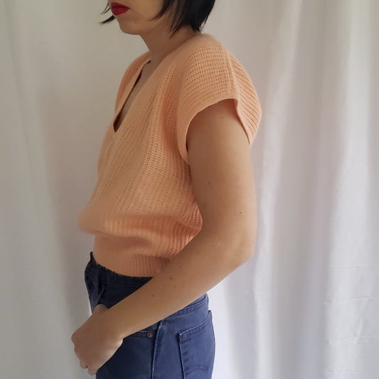 80s Pink Knit Sweater Vest