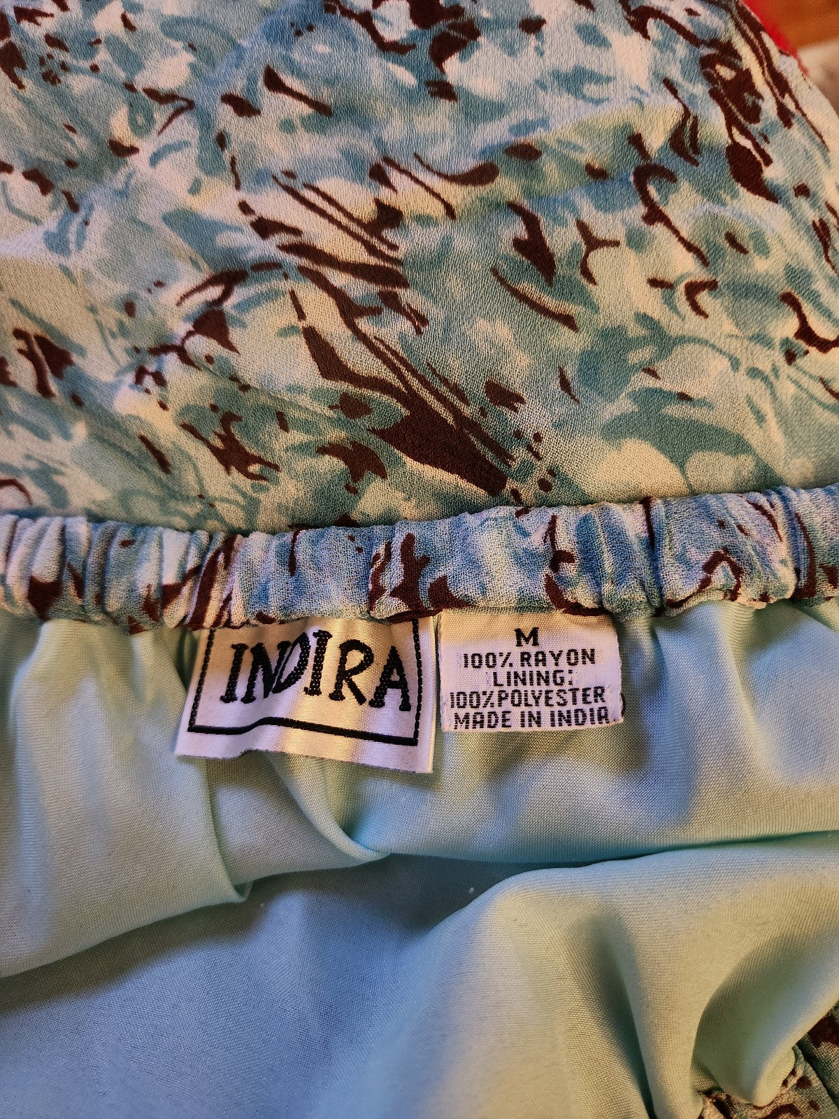 Y2K Blue and Brown Floaty Rayon Midi Skirt