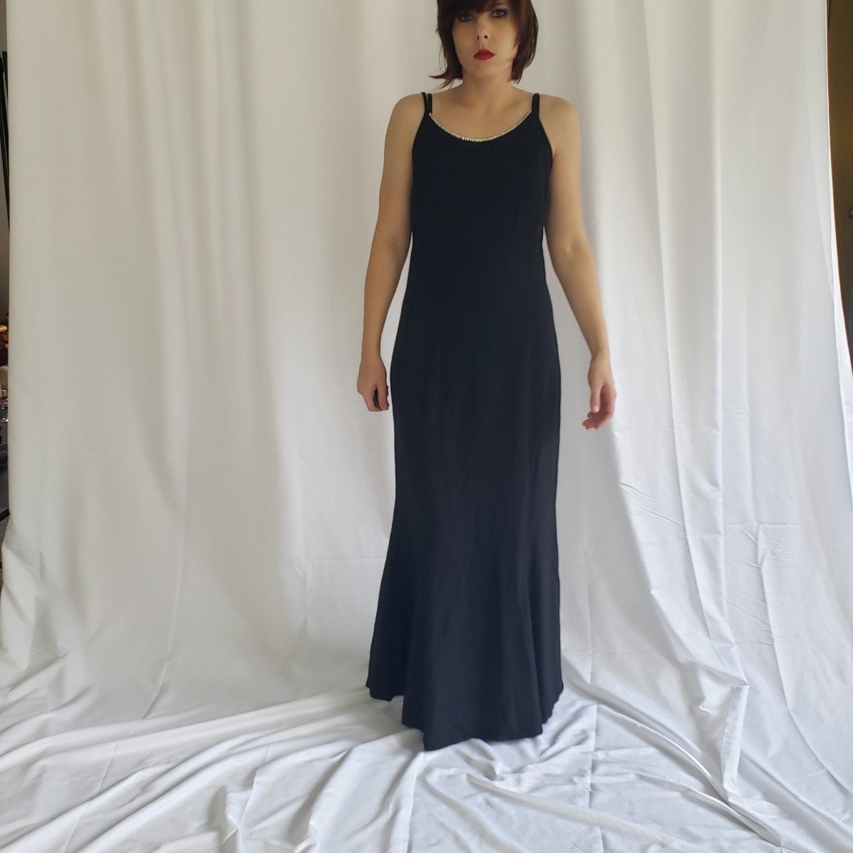 Y2K Jessica McClintock Black Slinky Gown Kaitlyn's Vintage Closet Y2K Jessica McClintock Black Slinky Gown Kaitlyn's Vintage Closet