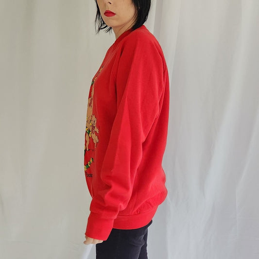 90s Jingle Bears Red Crew Neck Sweatshirt