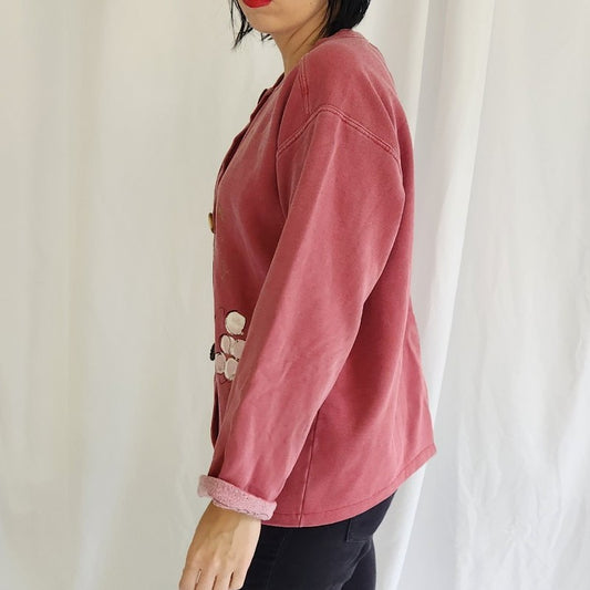 90s/00s Hand Painted Snowman Sweatshirt Cardigan