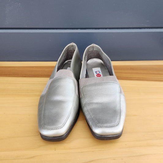 80s Silver Leather Loafers