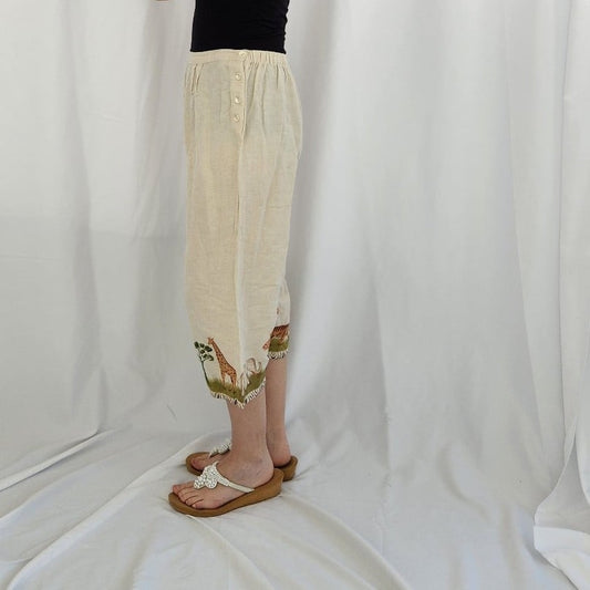 90s Jungle Animal Cropped Pants
