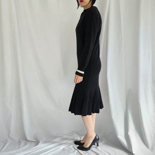 90s Black Midi Length Sweater Dress