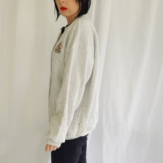 90s/00s Winter Birds Sweatshirt Cardigan