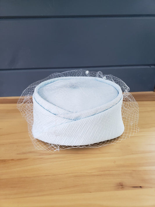 Vintage 60s Baby Blue Pillbox Hat