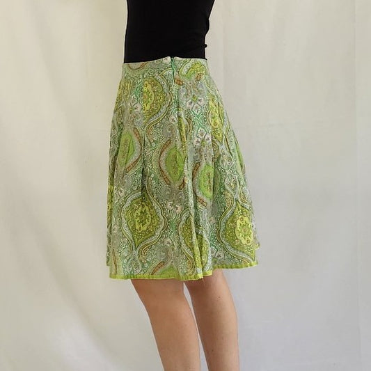 Y2K Wet Seal Green and Blue Paisley Skirt