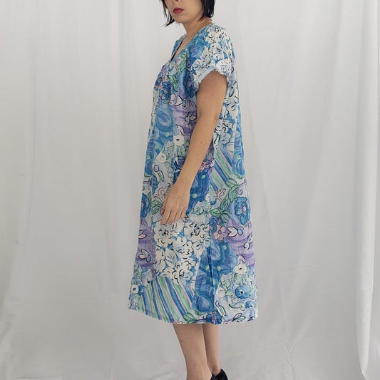 80s/90s Pastel Floral Muumuu
