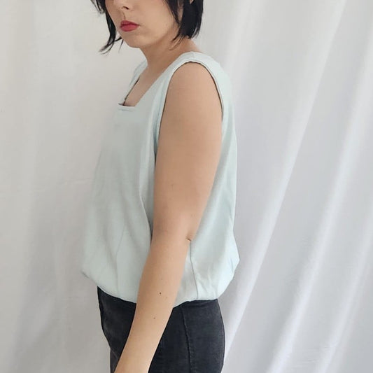 80s Baby Blue Square Neck Tank Top