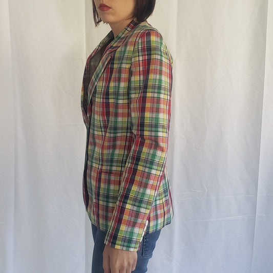 Vintage Multicolor Plaid Blazer