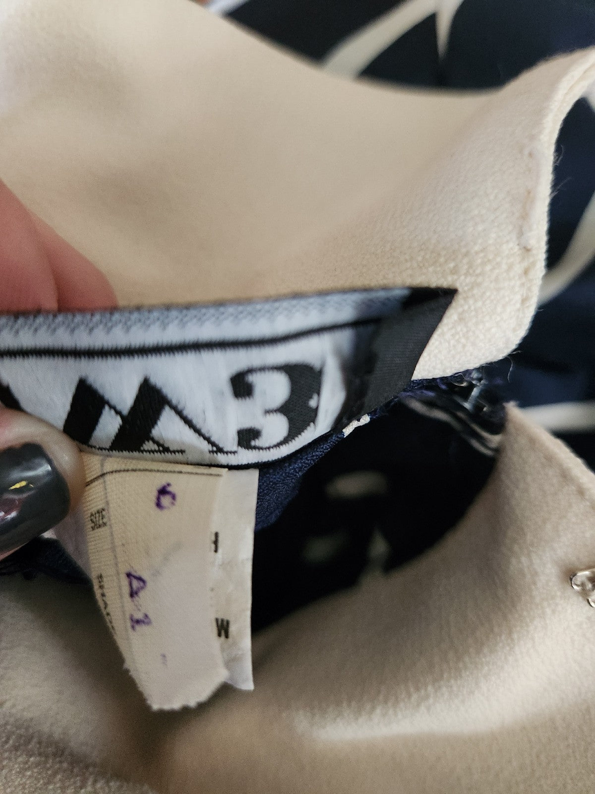 80s Blue and Cream Long Sleeve Dress