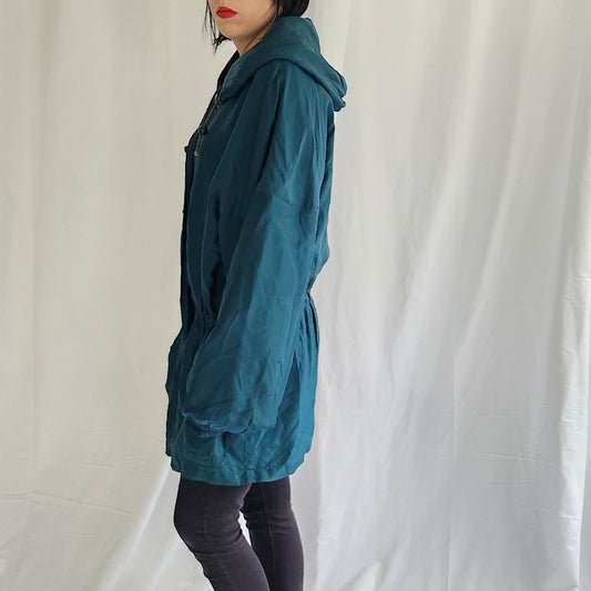 90s Teal Silk Oversize Jacket