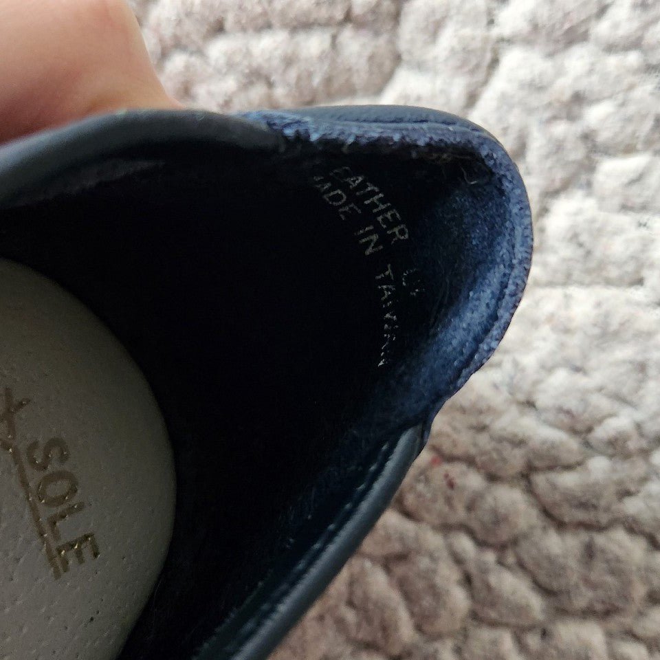 80s Navy Blue Leather Flats in Original Box