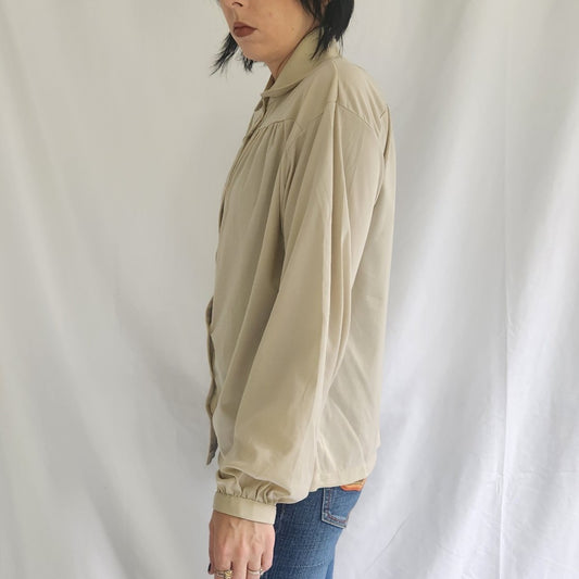 70s/80s Beige Button Down Shirt
