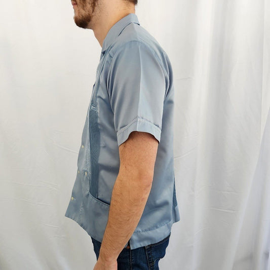 Vintage Mexican Blue Satin Shirt