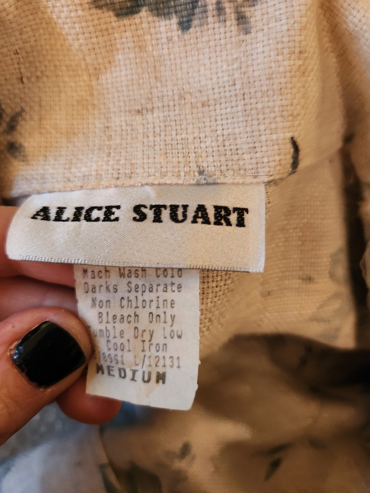 90s Tan and Blue Floral Linen Blend Blazer