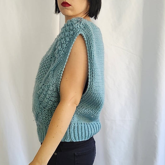 80s Blue Sleeveless Sweater