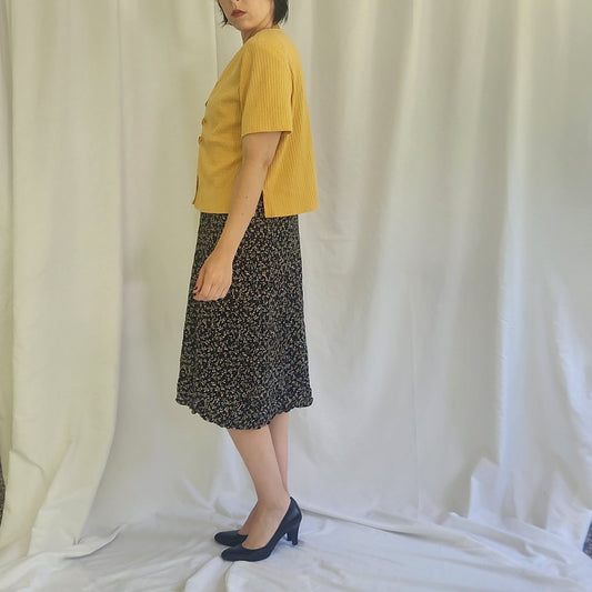 90s/00s Blue and Yellow Floral Dress and Top Set
