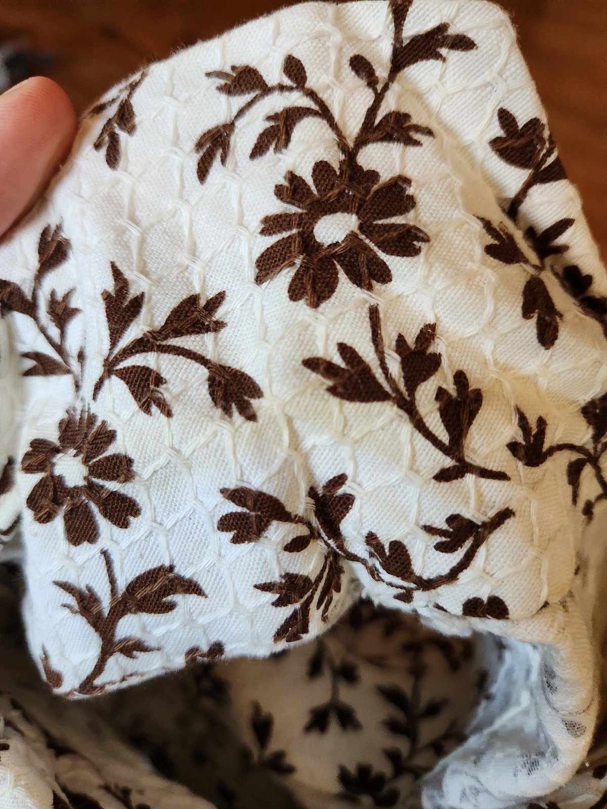 60s Hand Made Brown and White Floral Mod Mini Dress