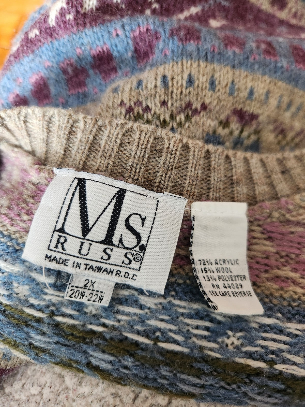 90s Gray, Blue, and Purple Wool Blend Sweater Vest