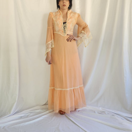 70s Pink Home Made Prairie Dress