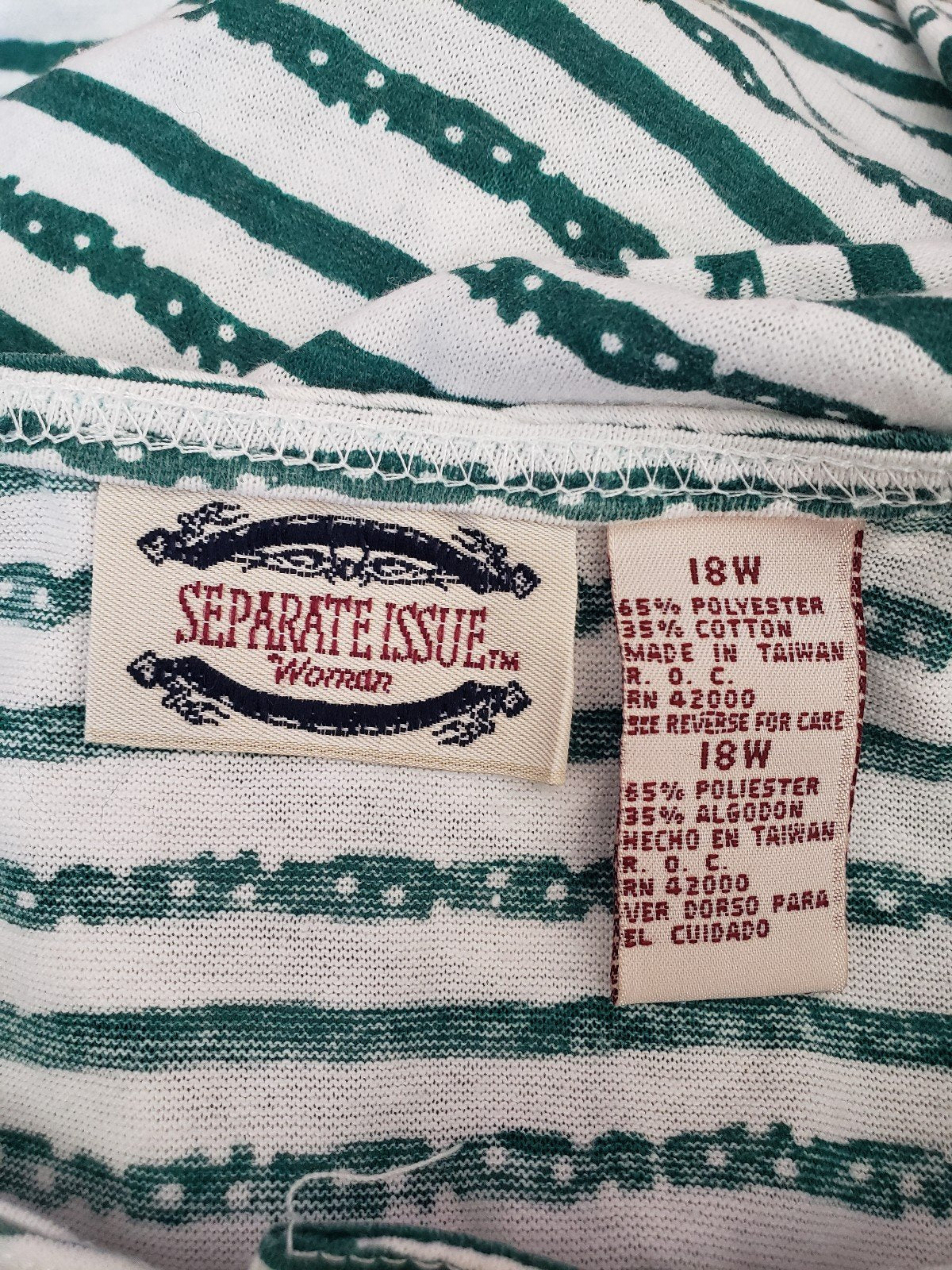 90s White and Green Striped Tee