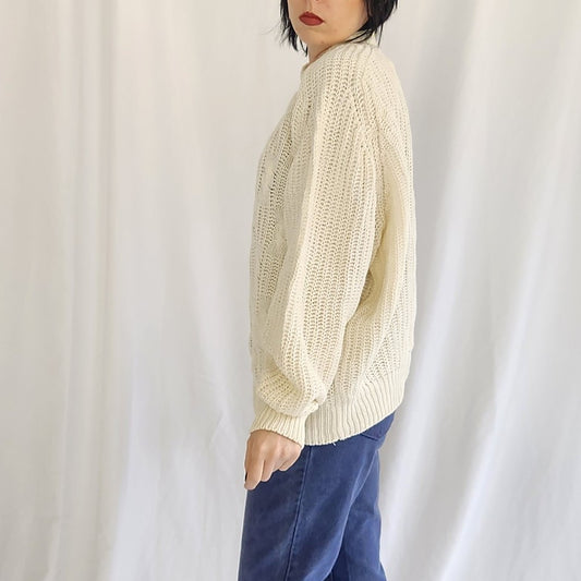 90s Ivory Ramie and Cotton Sweater