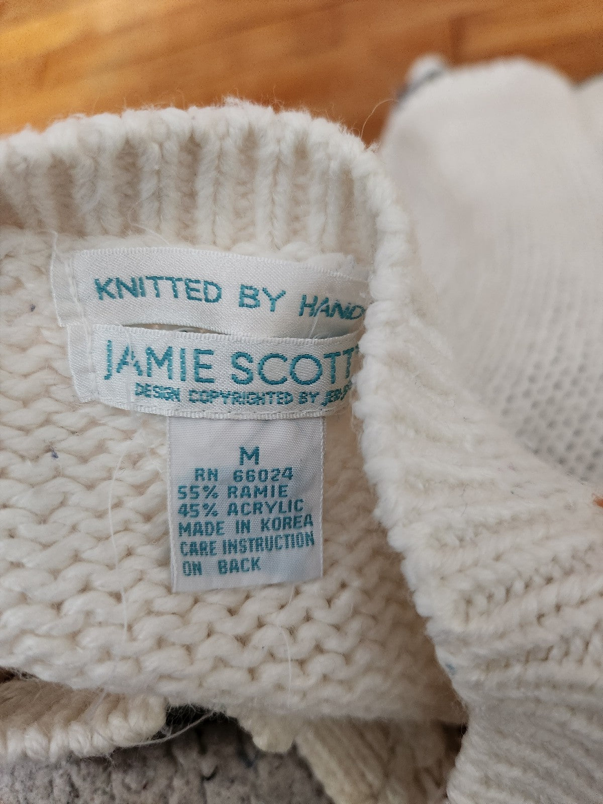 90s Hand Knit White Cardigan