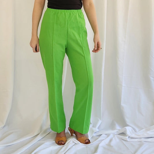 70s Lime Green Pleated Pants