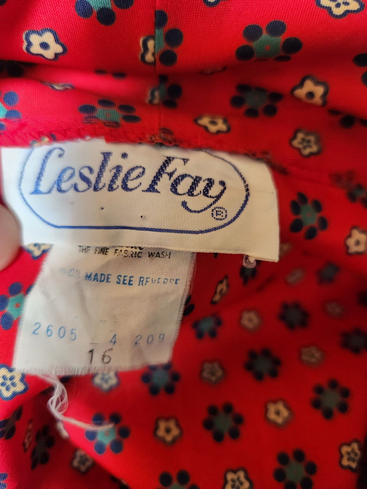 70s/80s Red and Gray Day Dress