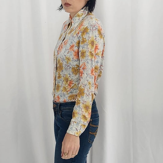70s Kmart Floral Dagger Collar Button Down