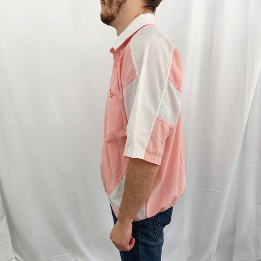 80s Pink and White Collared Shirt