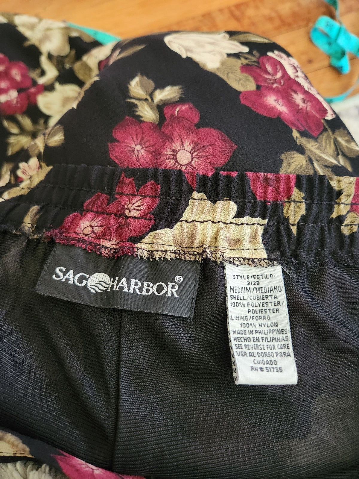 90s Black, Pink, and Beige Dark Floral Maxi Skirt