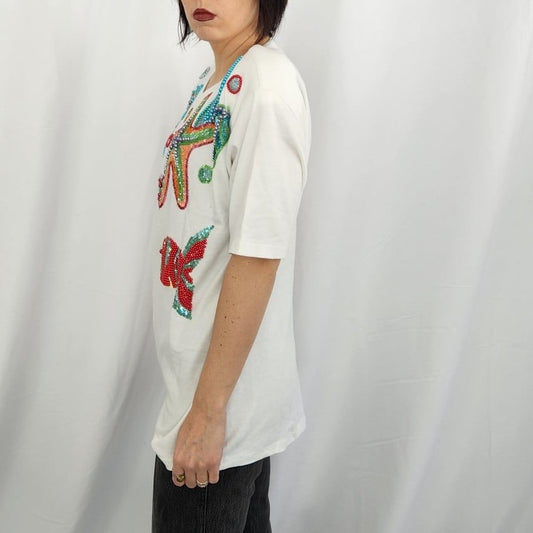 90s Beaded Tropical Fish Tee