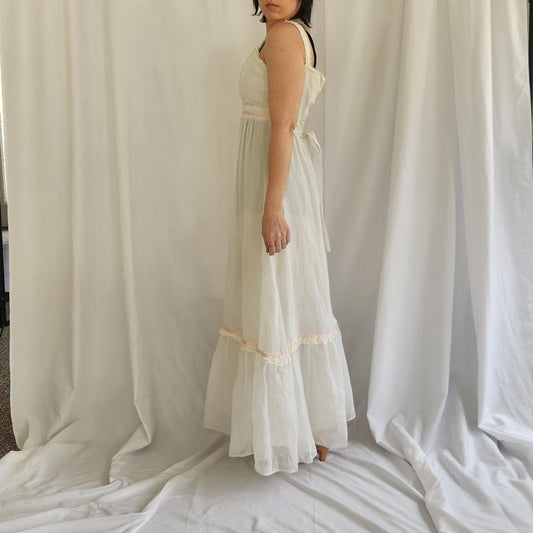 70s White Maxi Sundress