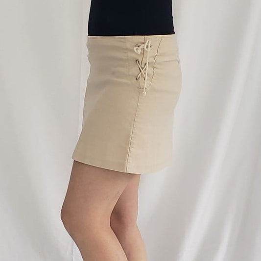 Y2K Khaki Lace Up Mini Skirt