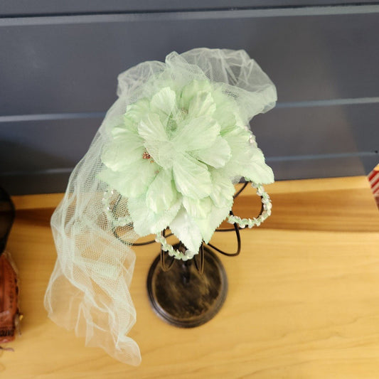 60s Green Floral Hairpiece