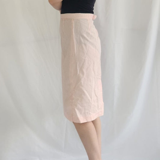 60s/70s Home Made Pink and White Striped Skirt