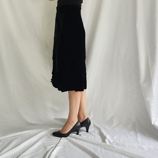 90s Black Velvet A Line Skirt