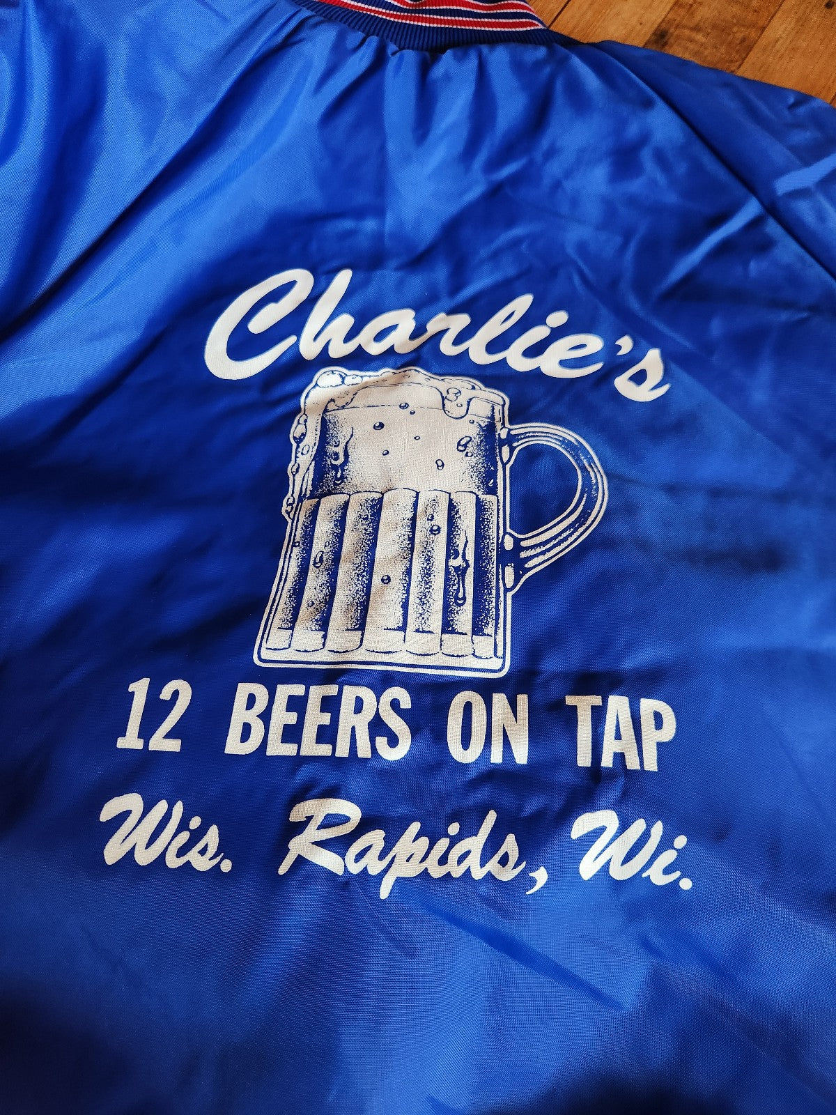 80s Blue and Red Wisconsin Bar Jacket