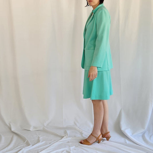 70s Green Skirt Suit