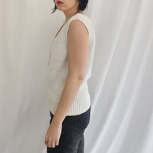 80s White Sleeveless Sweater