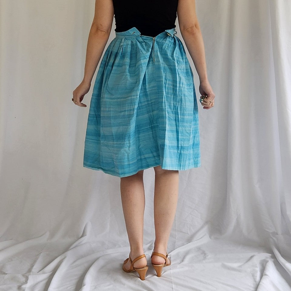 60s Home Made Blue A Line Skirt