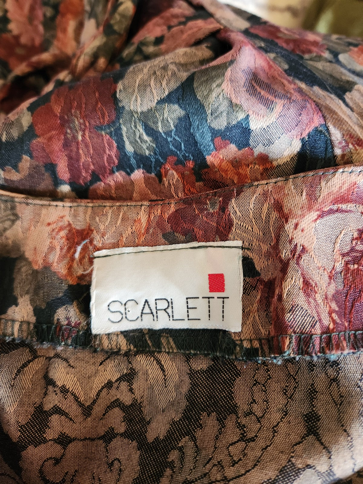 90s Green and Pink Rose Print Jacket