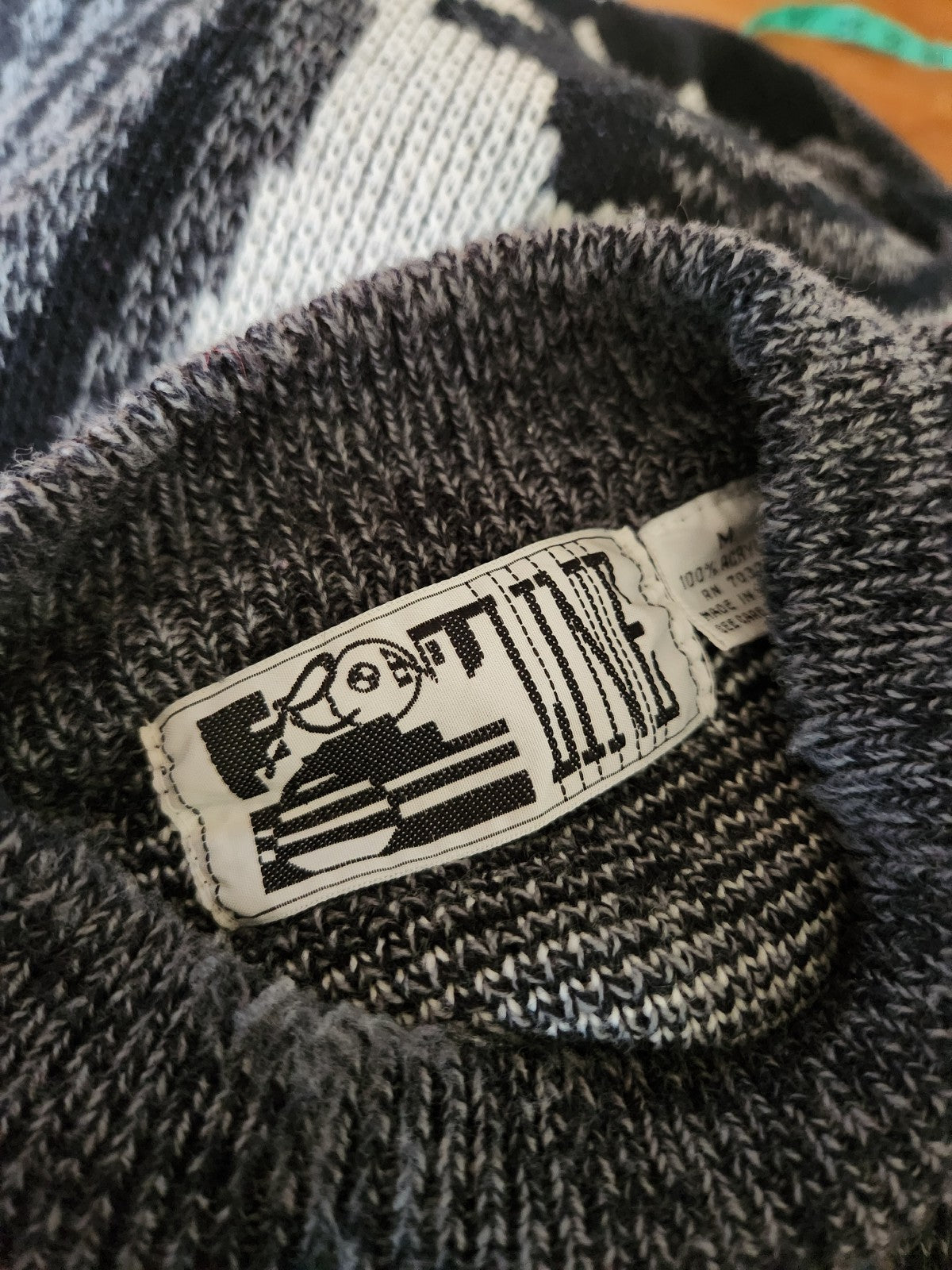 80s Black, Gray, and White Funky Sweater