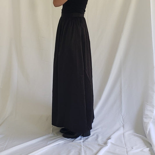 90s Homemade Black Satin Maxi Skirt