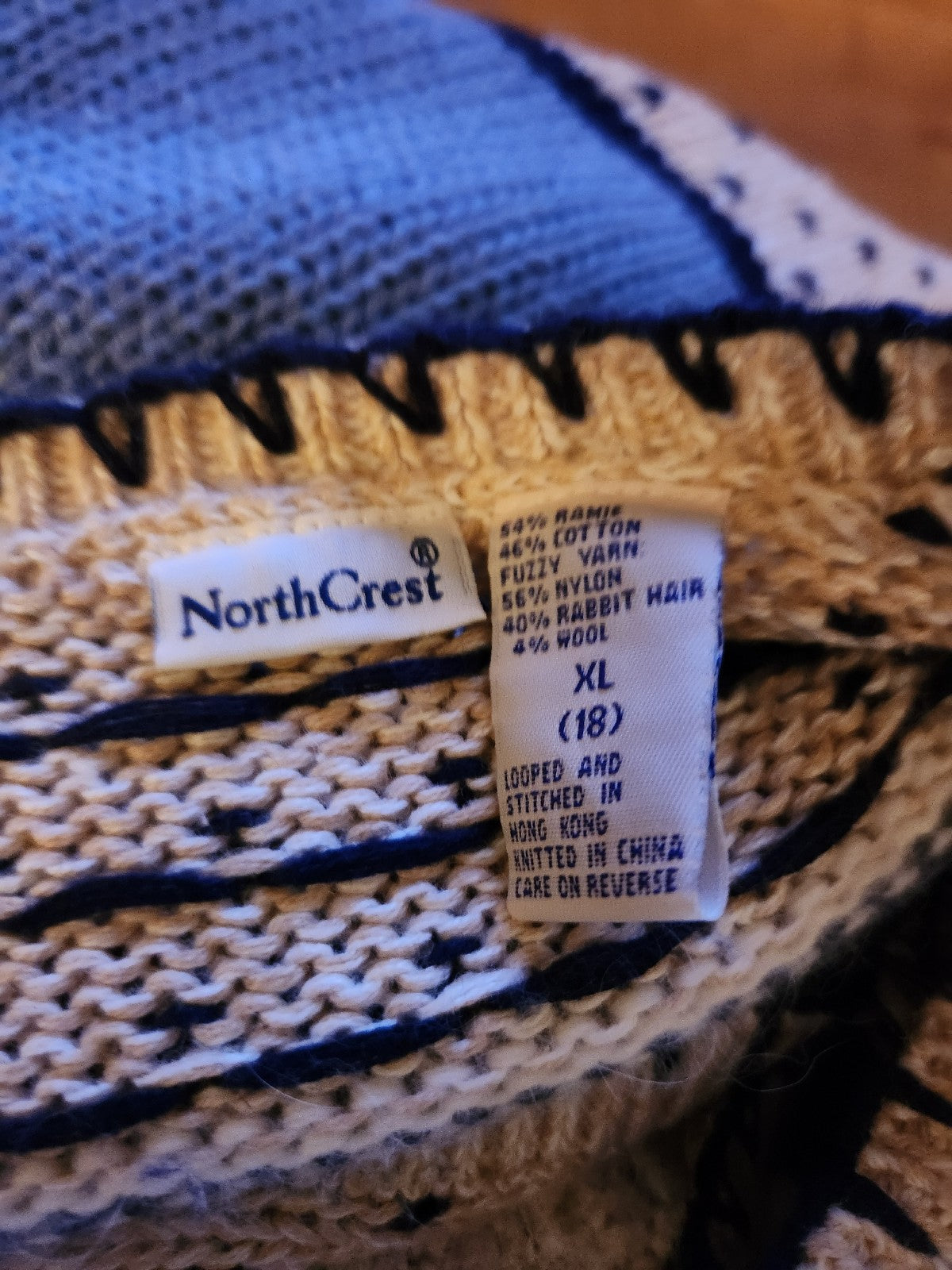 90s/00s Snowman Theme Tan and Blue Cardigan